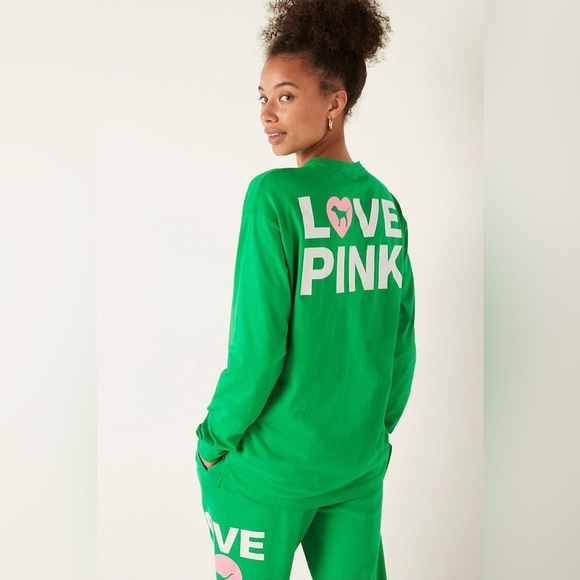 LOVE PINK Women's Green Logo Sweatshirt & Jogger Set NEVER WORN - Picture 6 of 10